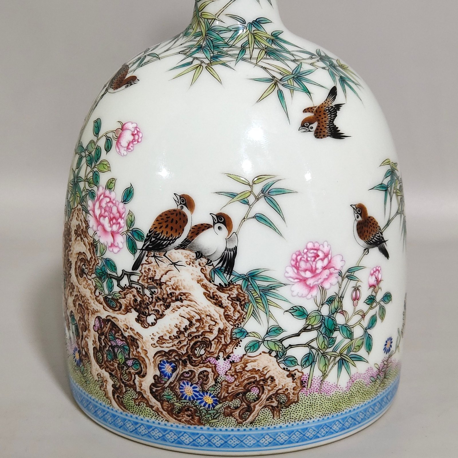 Qing Dynasty Yongzheng Bamboo Bird Poetry Ringing Zun
