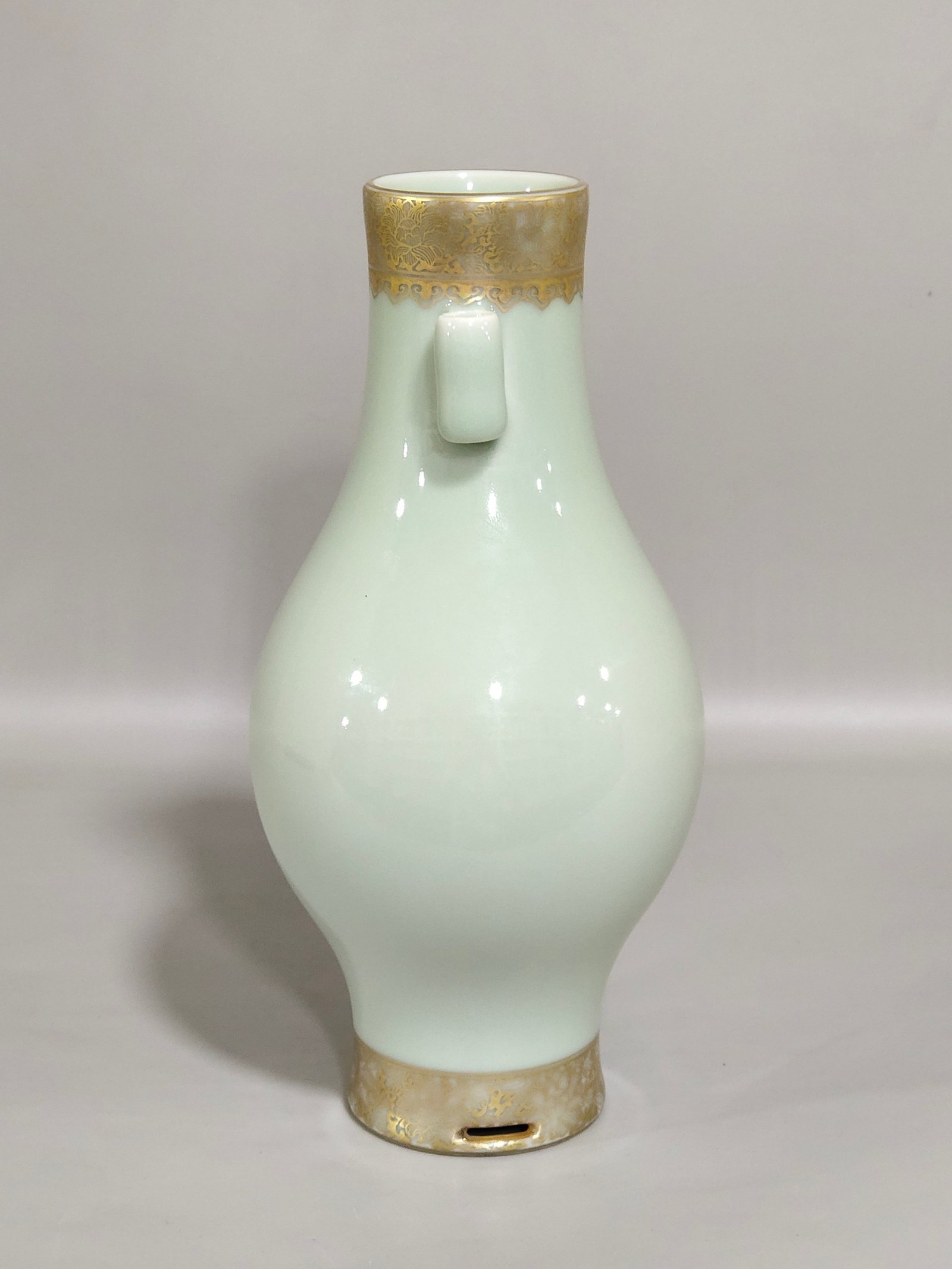 Qing Dynasty Yongzheng pink celadon glaze and gold amphorae