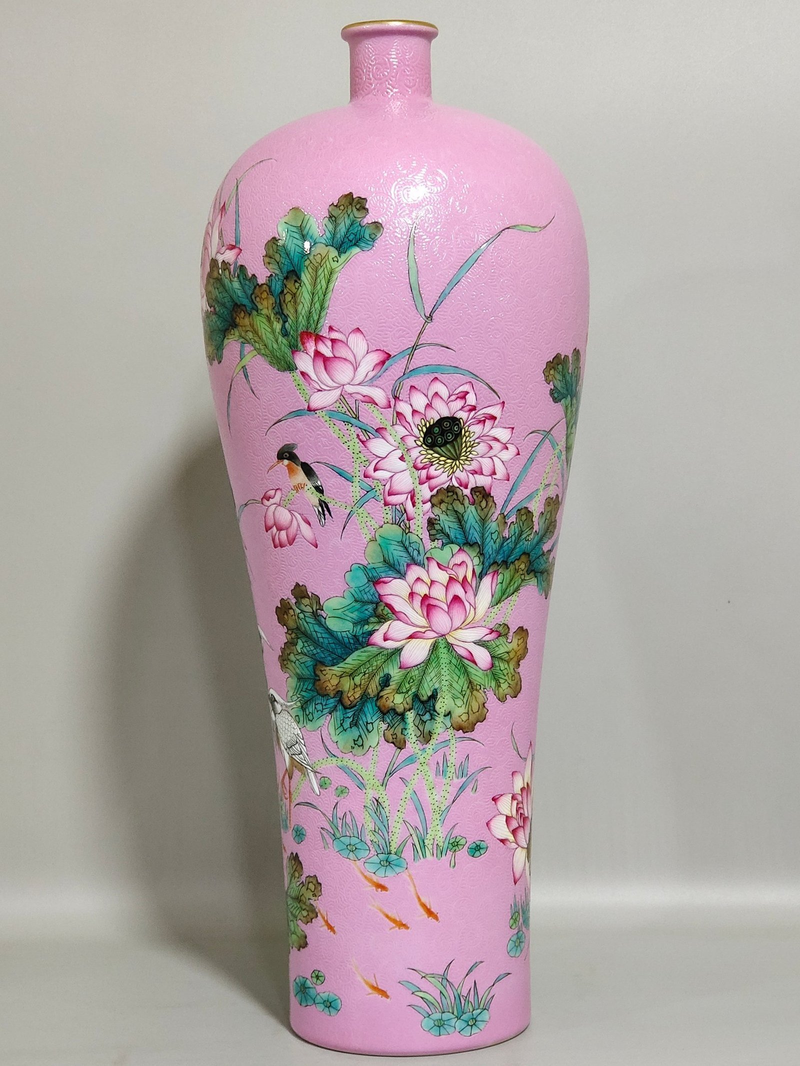 Qing Dynasty Yongzheng rouge powder zhaodao poem plum vase