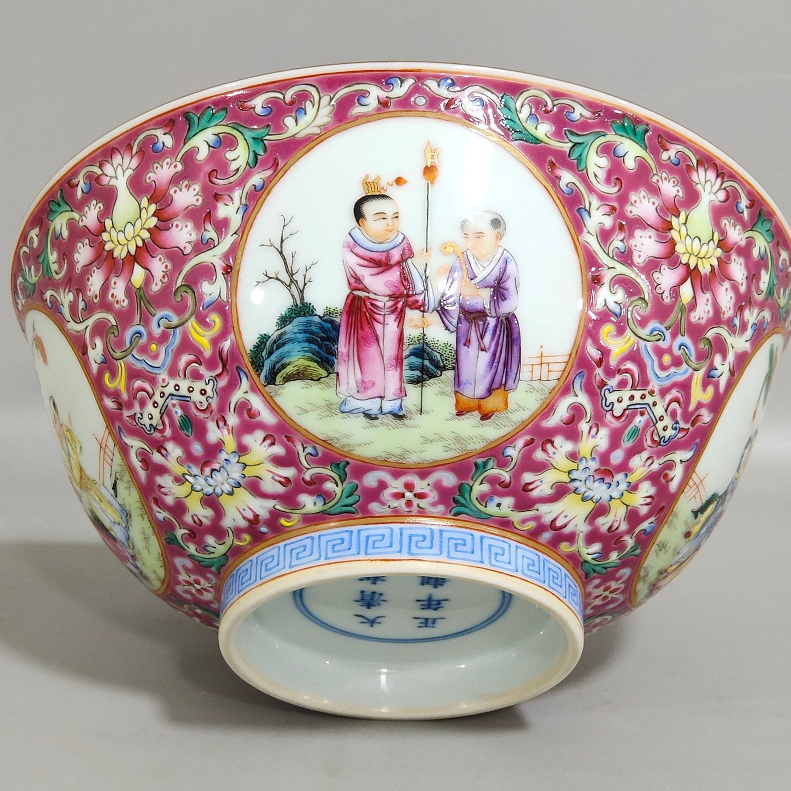 Qing Dynasty Yongzheng rouge ground window baby play bowl