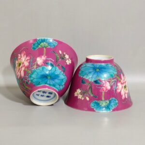 Qing Dynasty Yongzheng Carmine red lotus poetry cup