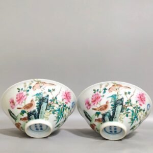 Qing Dynasty Yongzheng flower and bird wall bamboo hat bowl