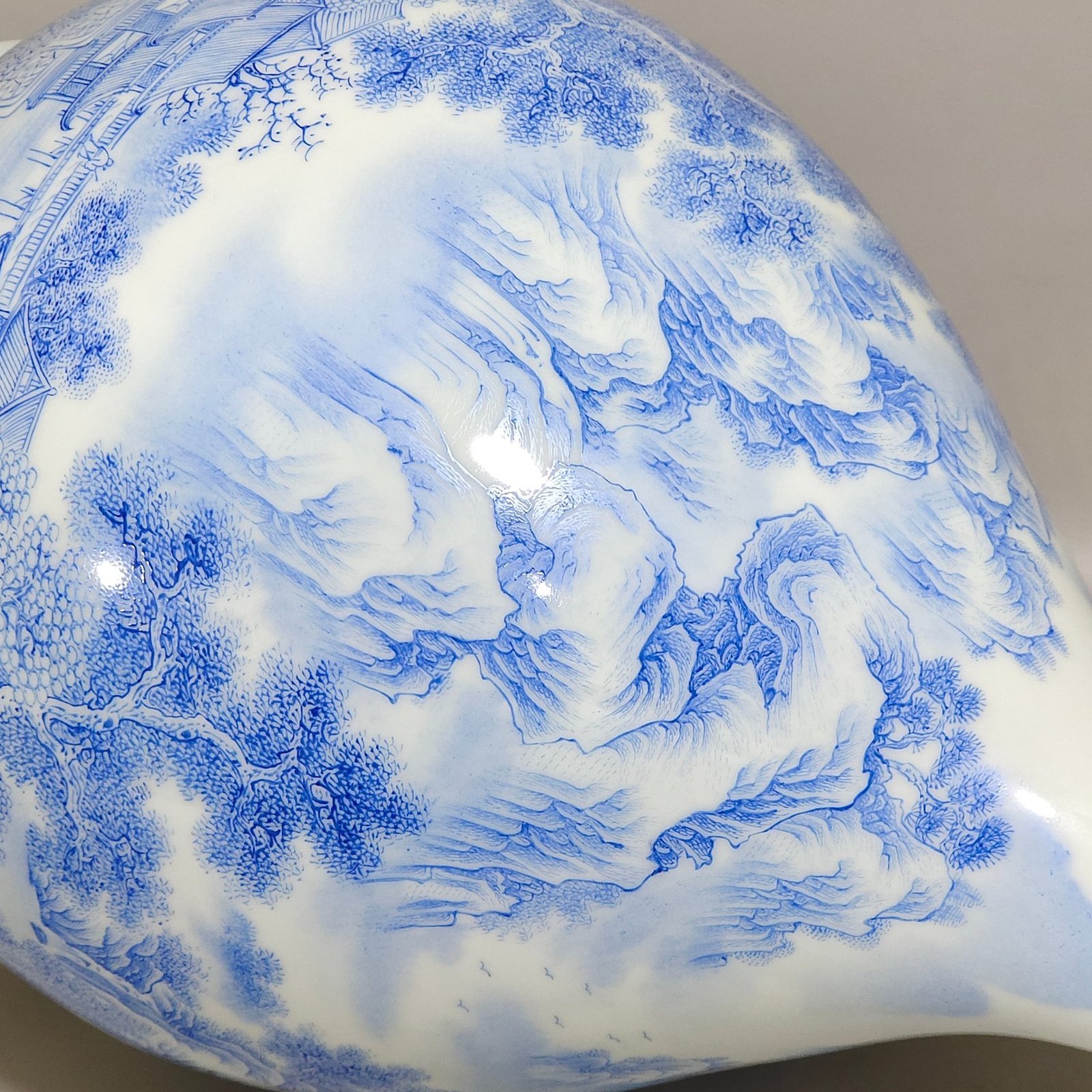 Qing Dynasty Yongzheng blue material landscape poem jade pot spring vase