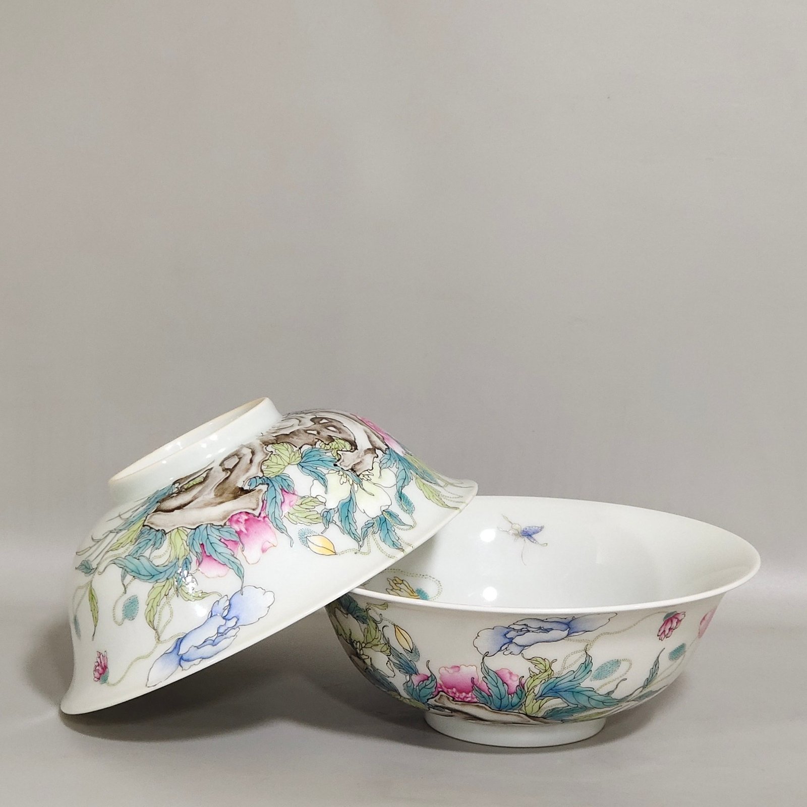 Qing Dynasty Yongzheng famille rose porcelain poppy bowl