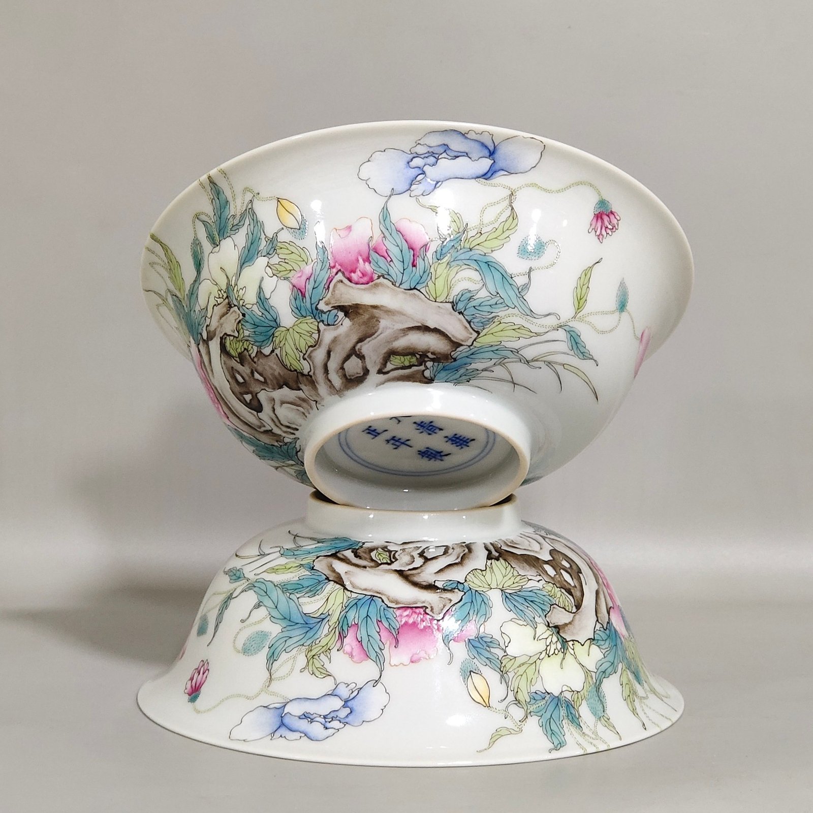 Qing Dynasty Yongzheng famille rose porcelain poppy bowl