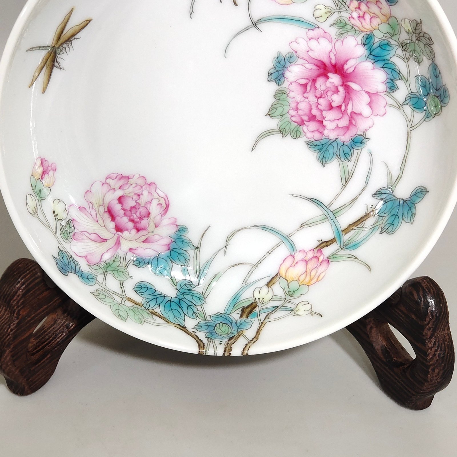 Qing Dynasty Yongzheng dragonfly hibiscus flower wall dish