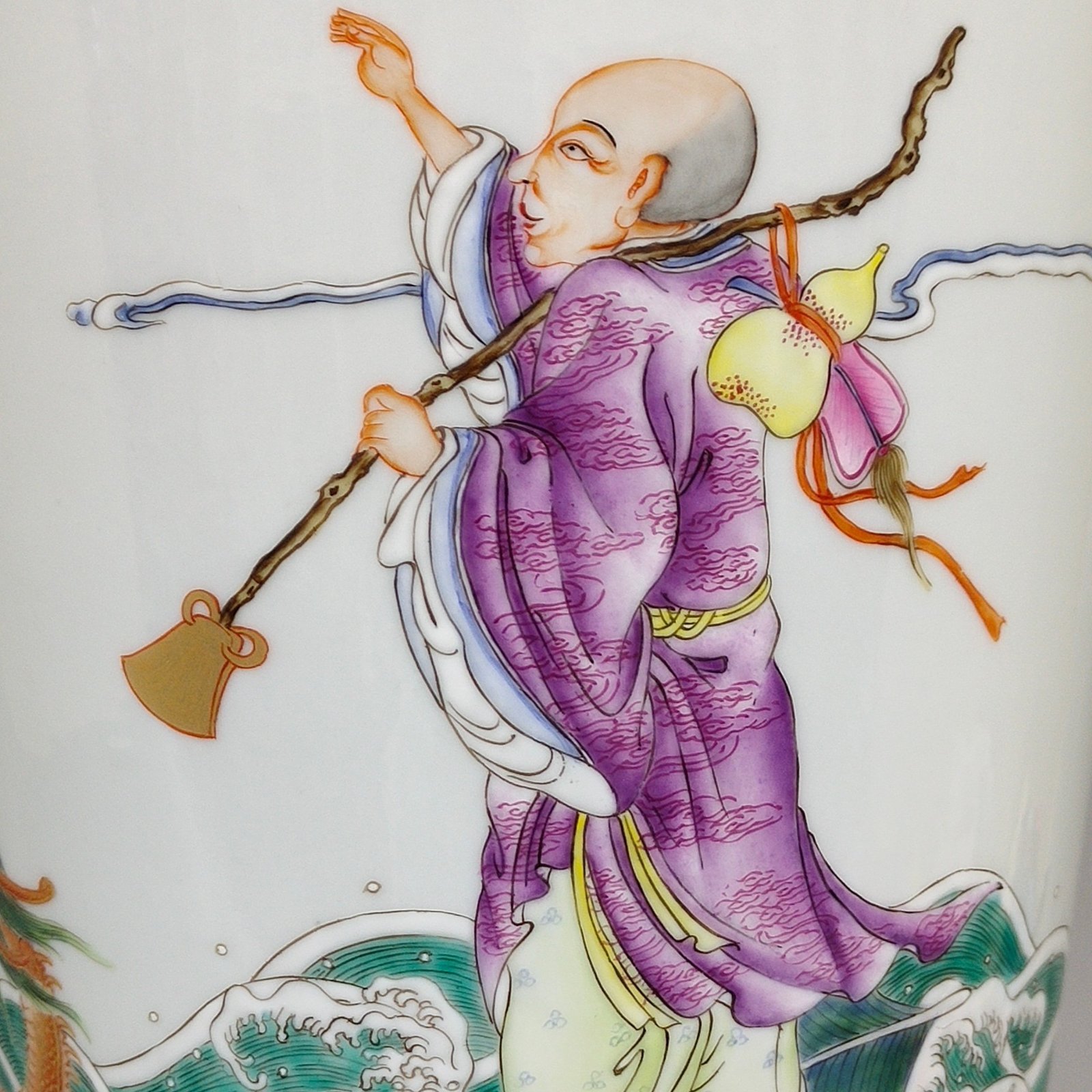 Qing Dynasty Yongzheng Subduing Arhat plum vase