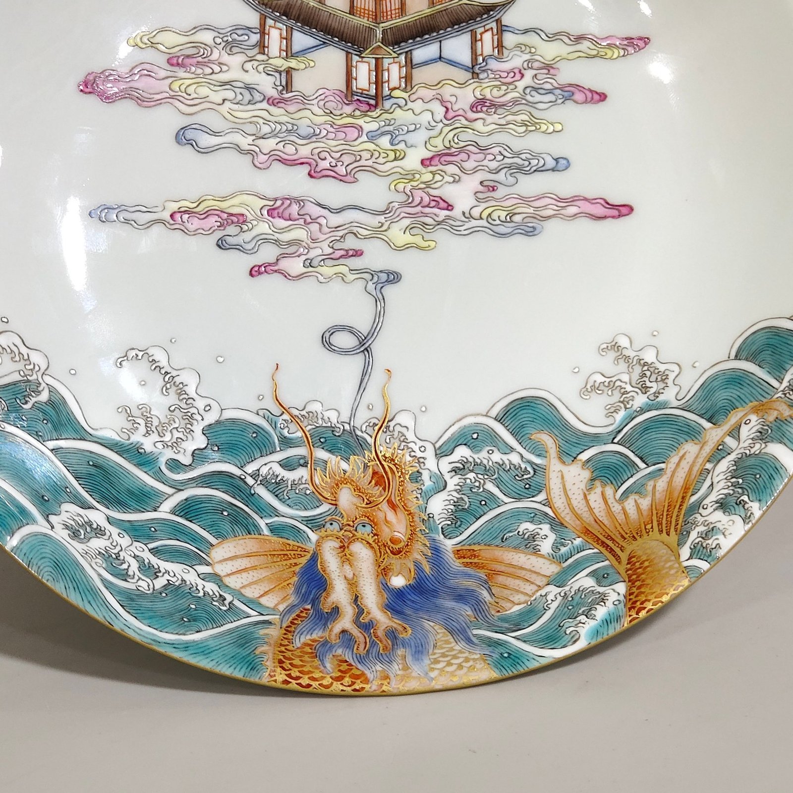 Qing Dynasty Yongzheng Carp Jumping Dragon Gate tall fruit bowl