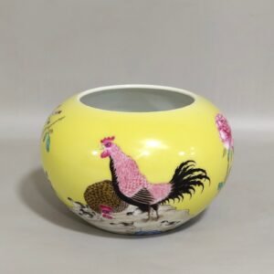 Qing Dynasty Yongzheng yellow glaze washed with great luck