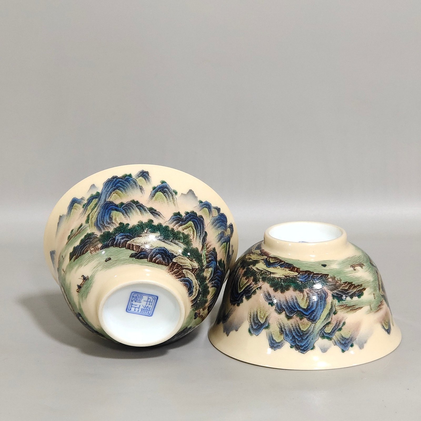 Qing Dynasty Yongzheng yellow glaze landscape cup