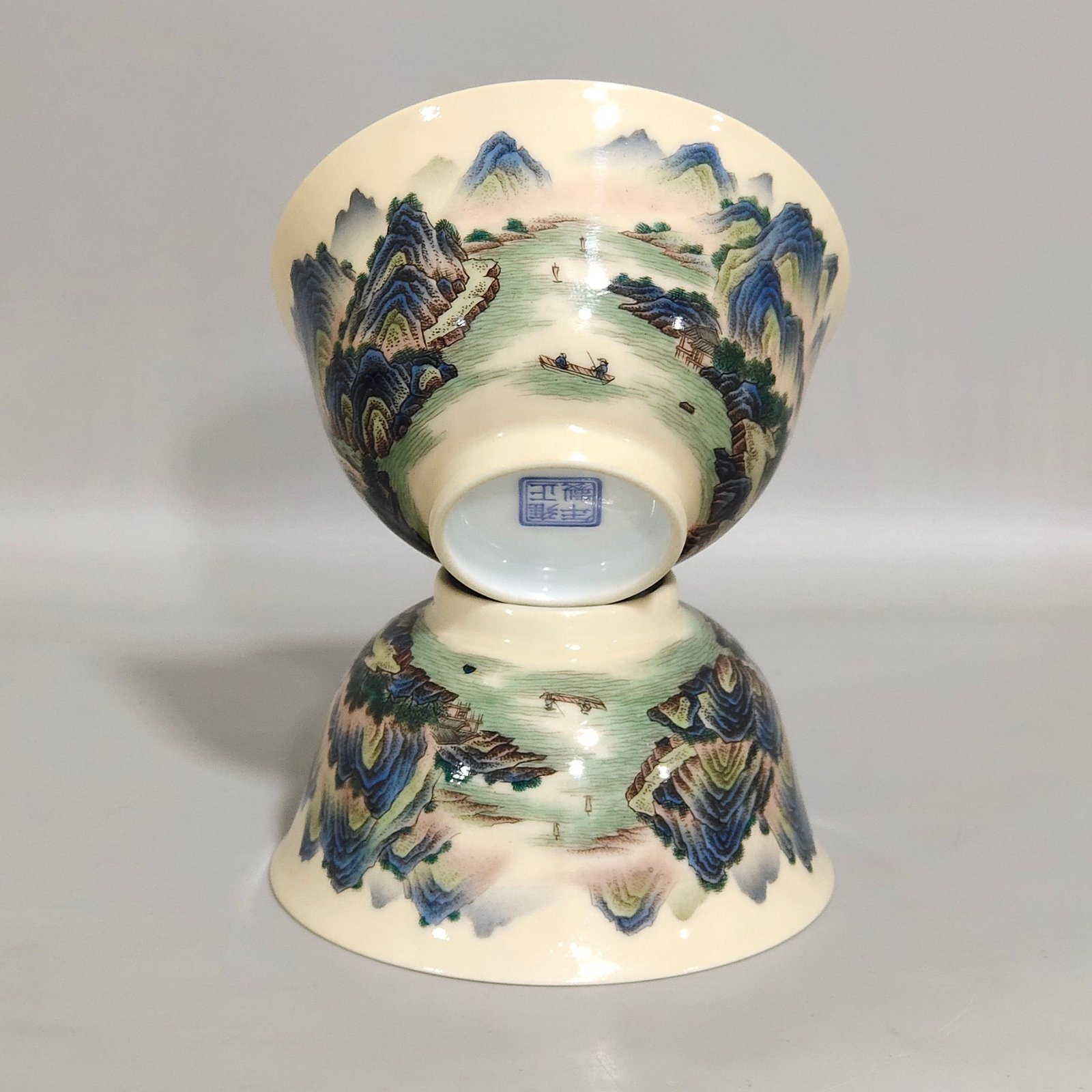 Qing Dynasty Yongzheng yellow glaze landscape cup
