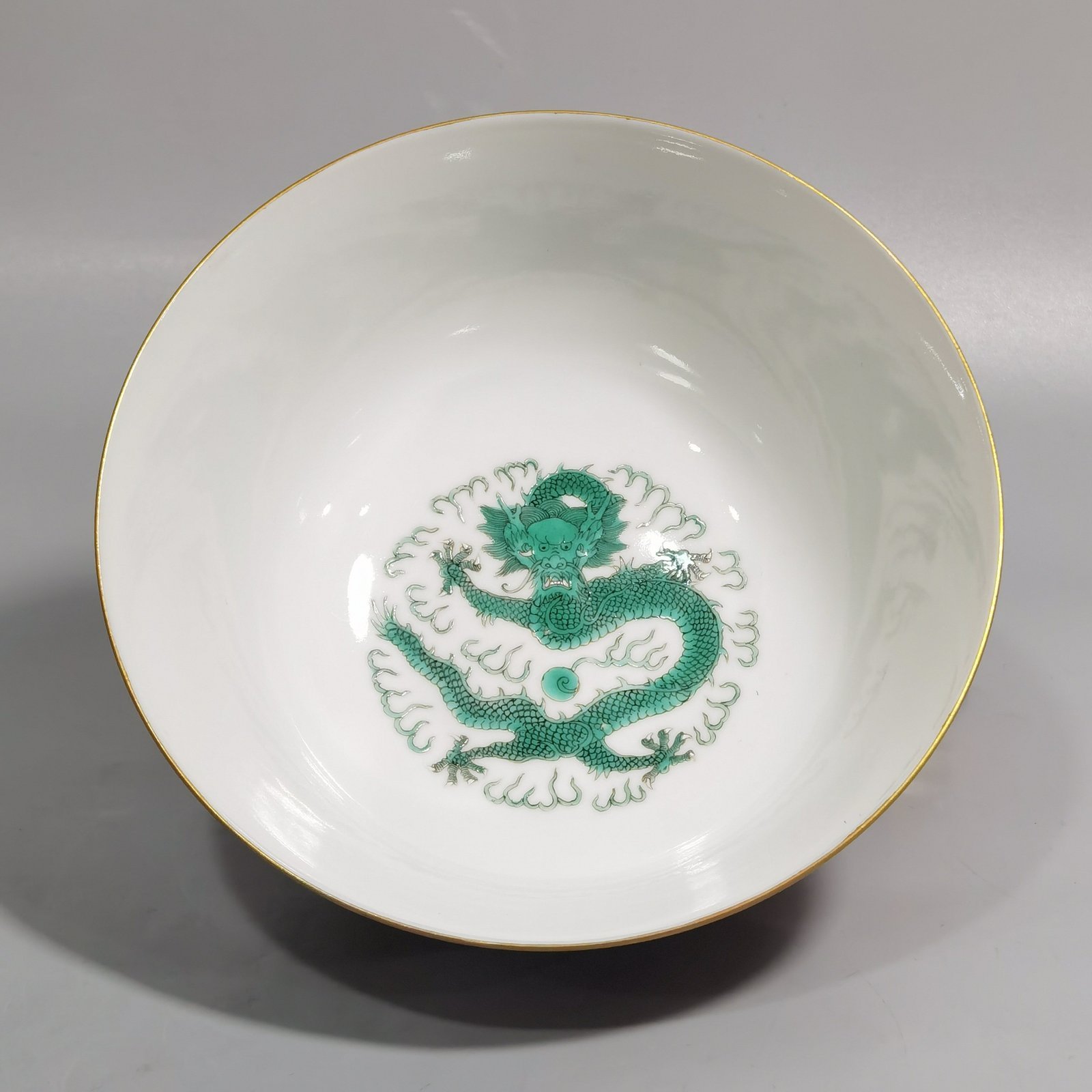 Qing Dynasty Guangxu A pair of yellow and pastel windowed dragon bowls