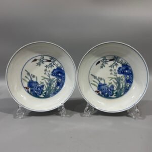 Qing Dynasty Guangxu doucai flower and grass dish