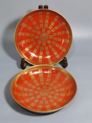 Qing Dynasty Tongzhi wedding porcelain gold-painted double happiness plate