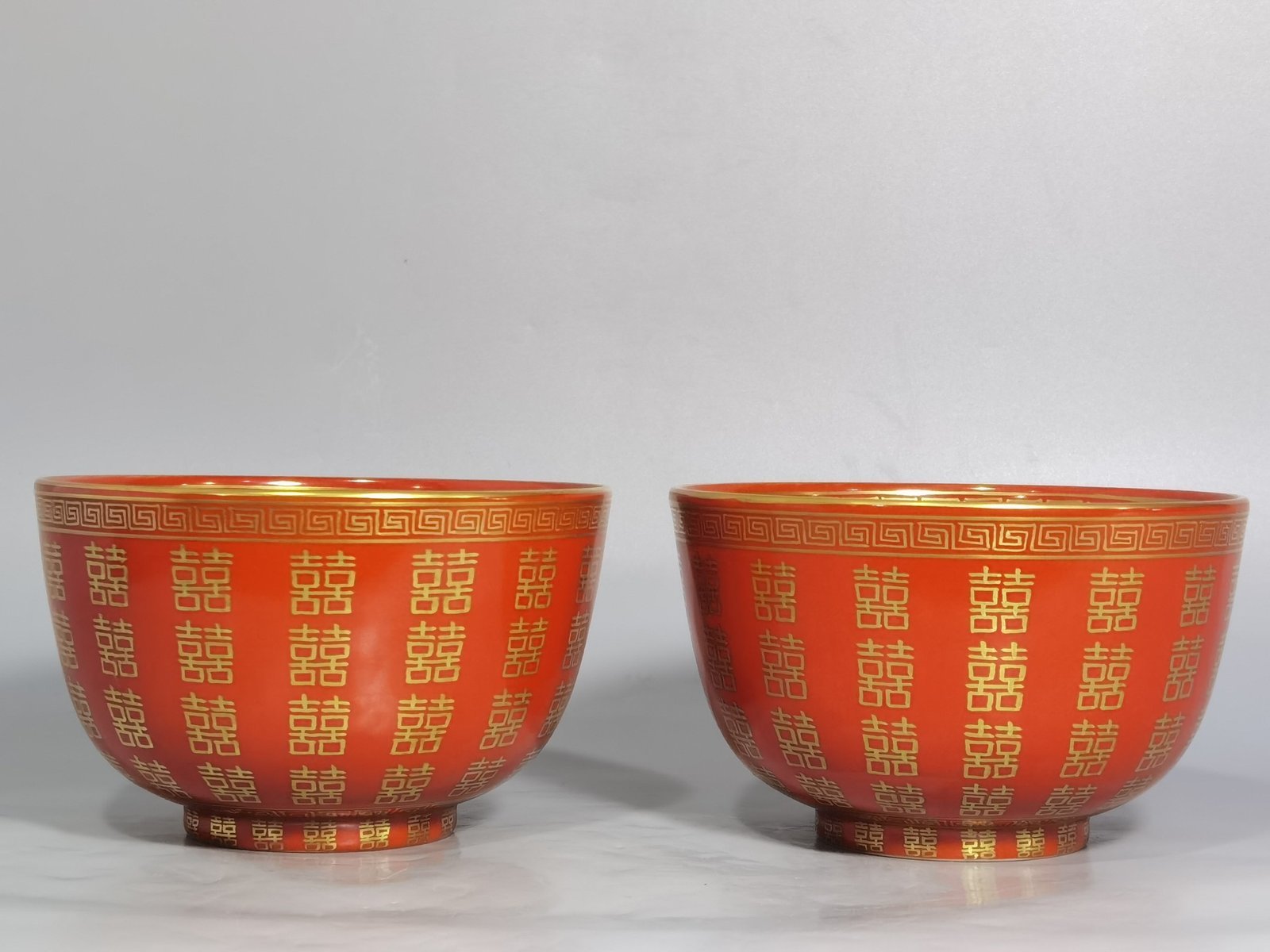 Qing Dynasty Tongzhi wedding porcelain gold-painted double happiness bowl