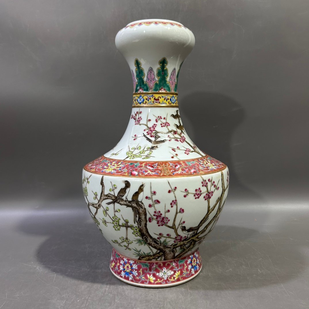 Qing Dynasty Xianfeng pastel happy eyebrow curling bottle