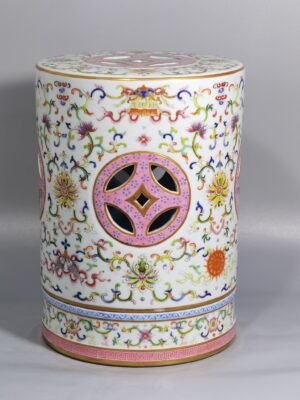Qing Dynasty Jiaqing Palace Lantern with White Ground and Pastel Lotus Branches and Eight Treasures
