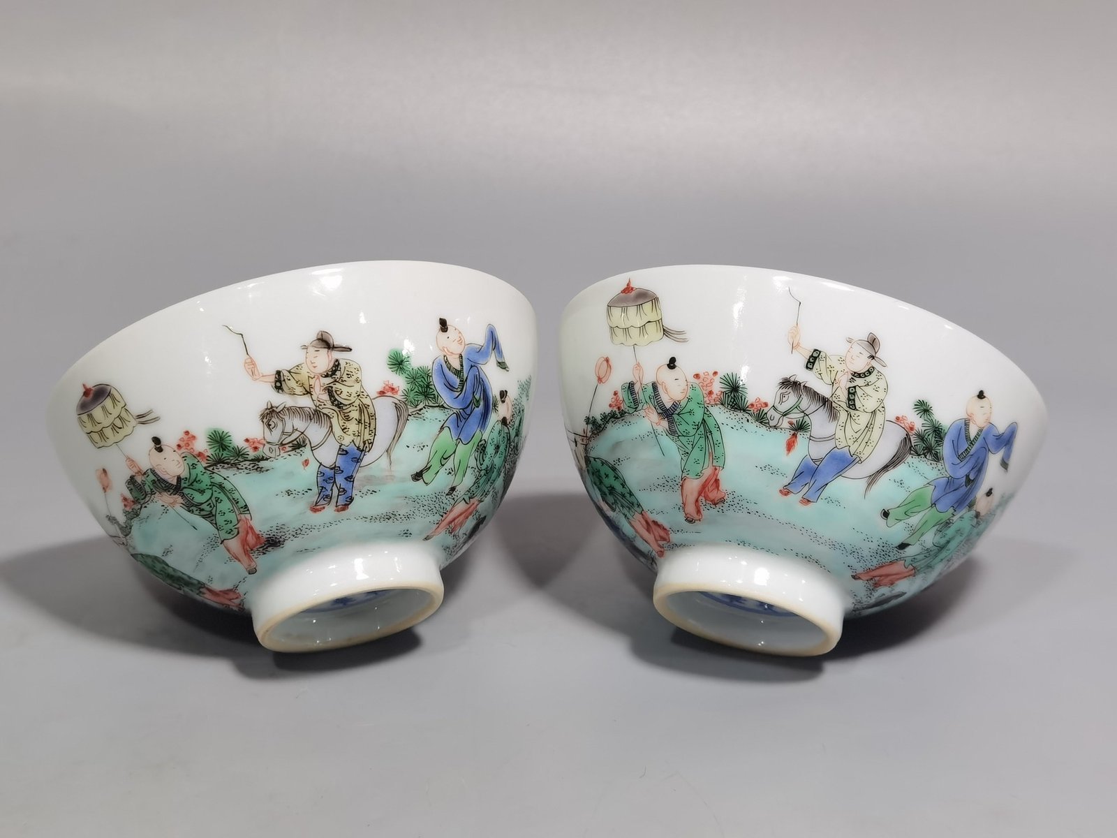 Qing Dynasty Kangxi Five-Colored Baby Playing Tea