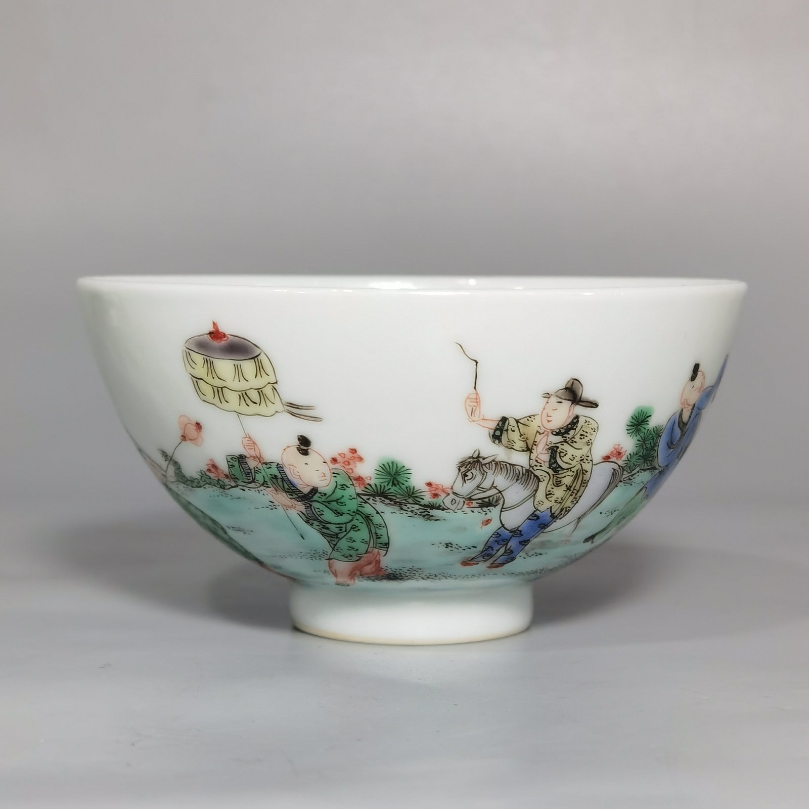Qing Dynasty Kangxi Five-Colored Baby Playing Tea