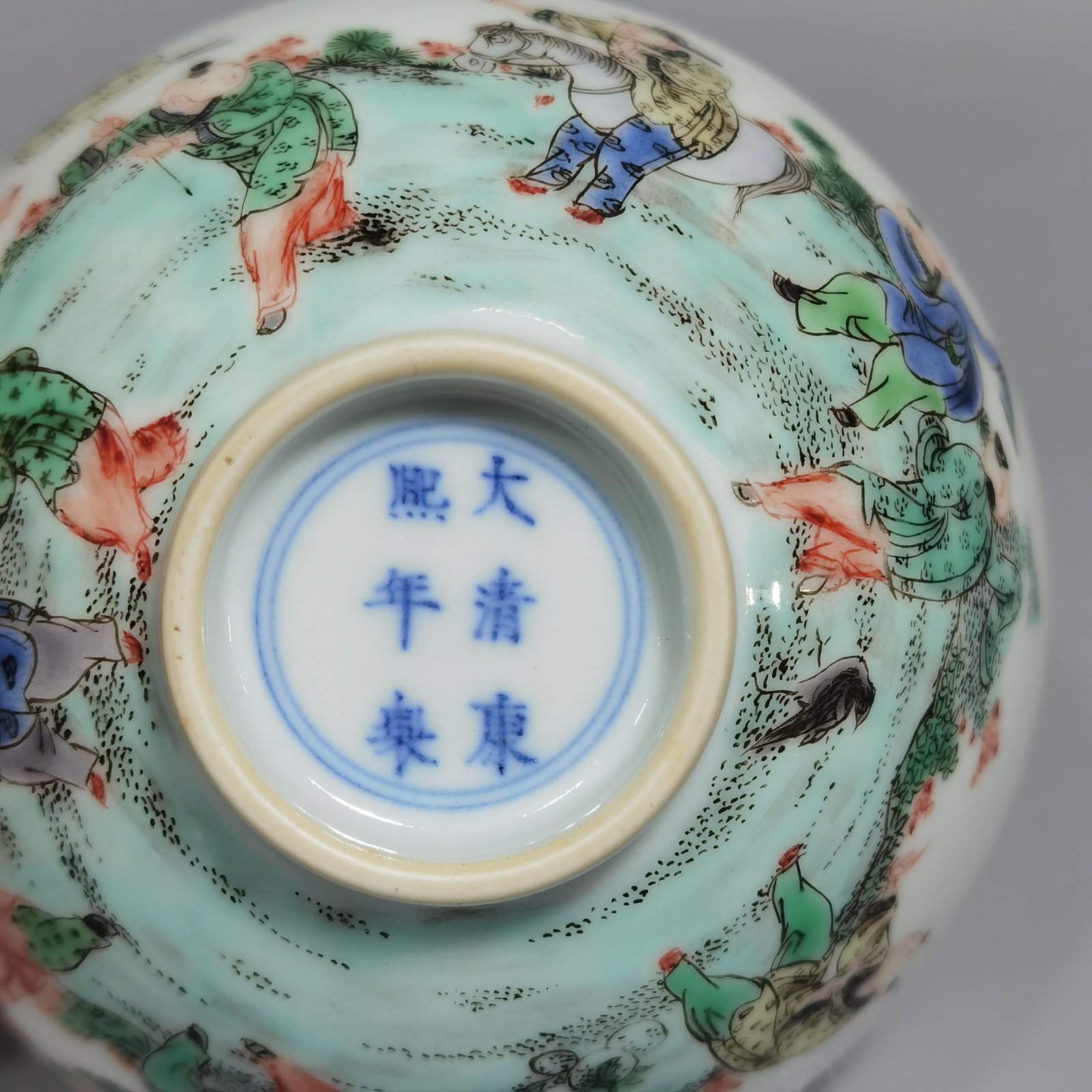 Qing Dynasty Kangxi Five-Colored Baby Playing Tea