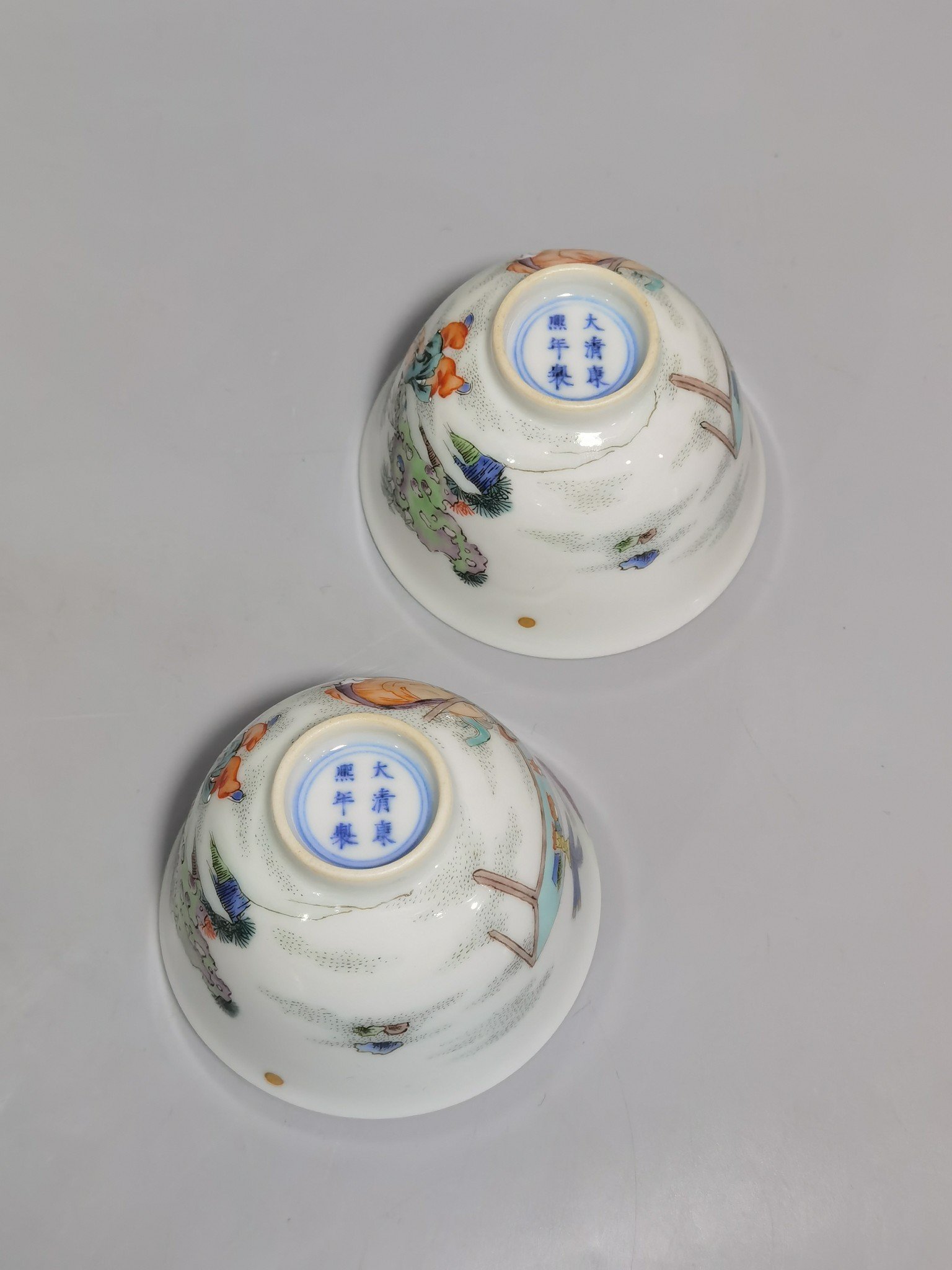Qing Dynasty Kangxi Five-Colored Goddess Cup
