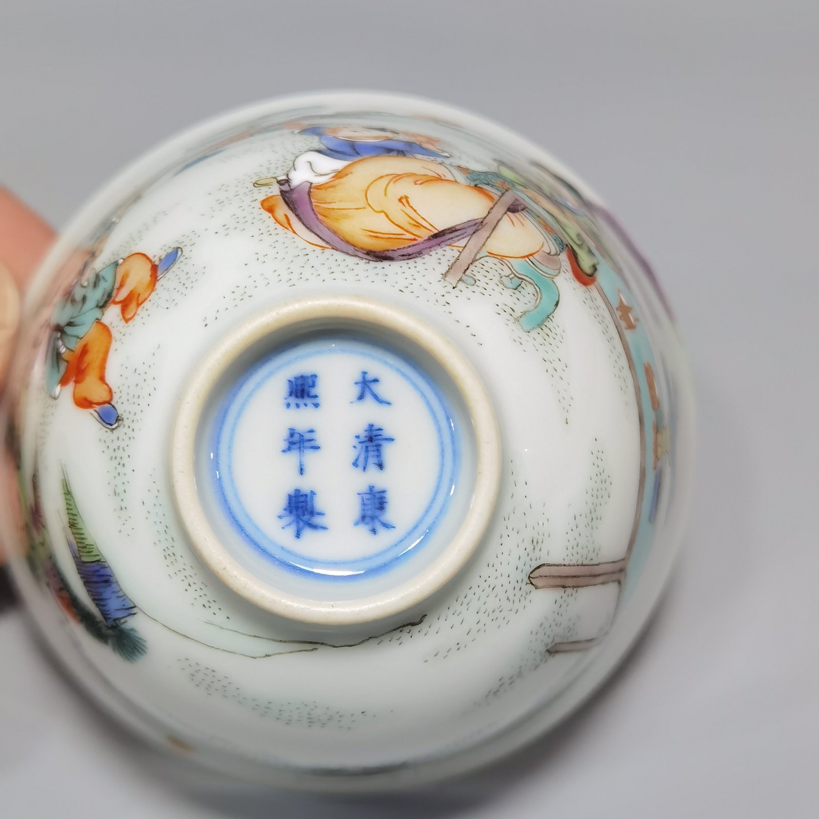 Qing Dynasty Kangxi Five-Colored Goddess Cup
