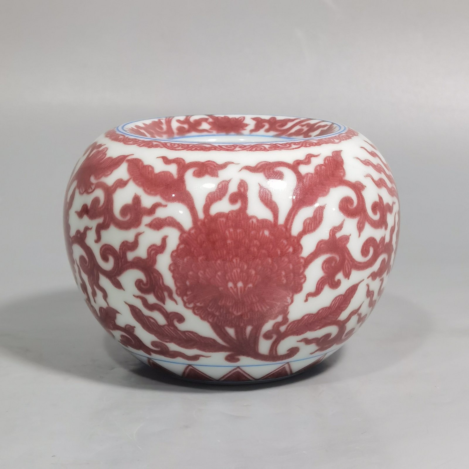 Qing Dynasty Kangxi underglaze red lotus wash