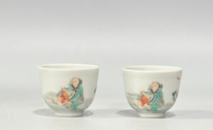Qing Dynasty Emperor Kangxi Colorful Character Story Cup