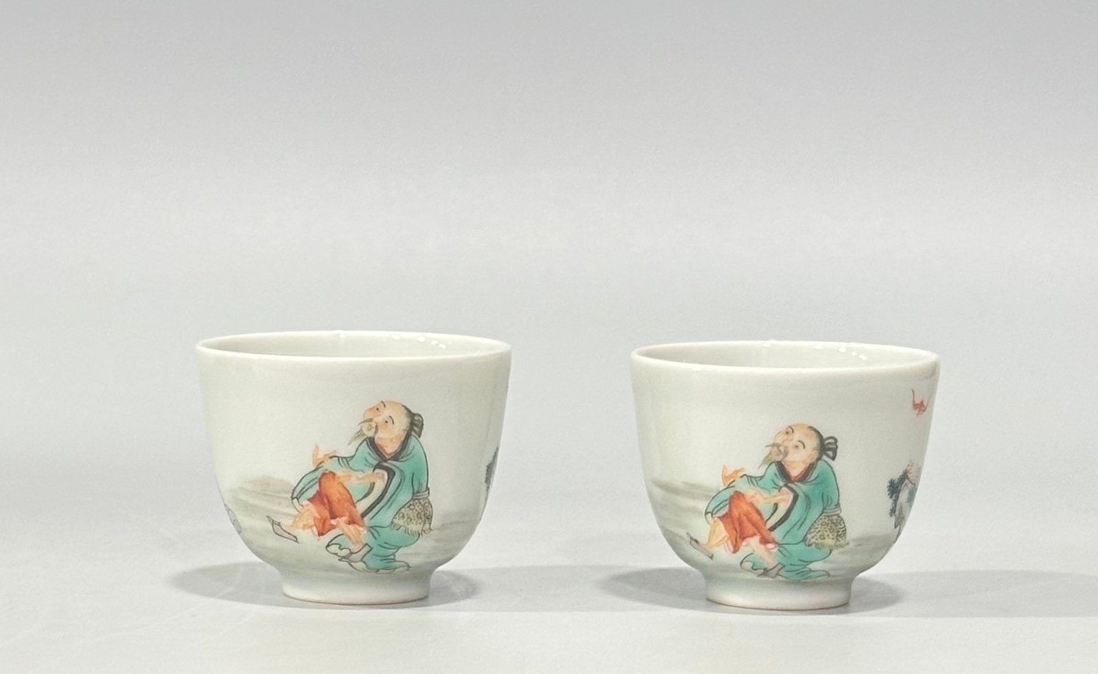 Qing Dynasty Emperor Kangxi Colorful Character Story Cup