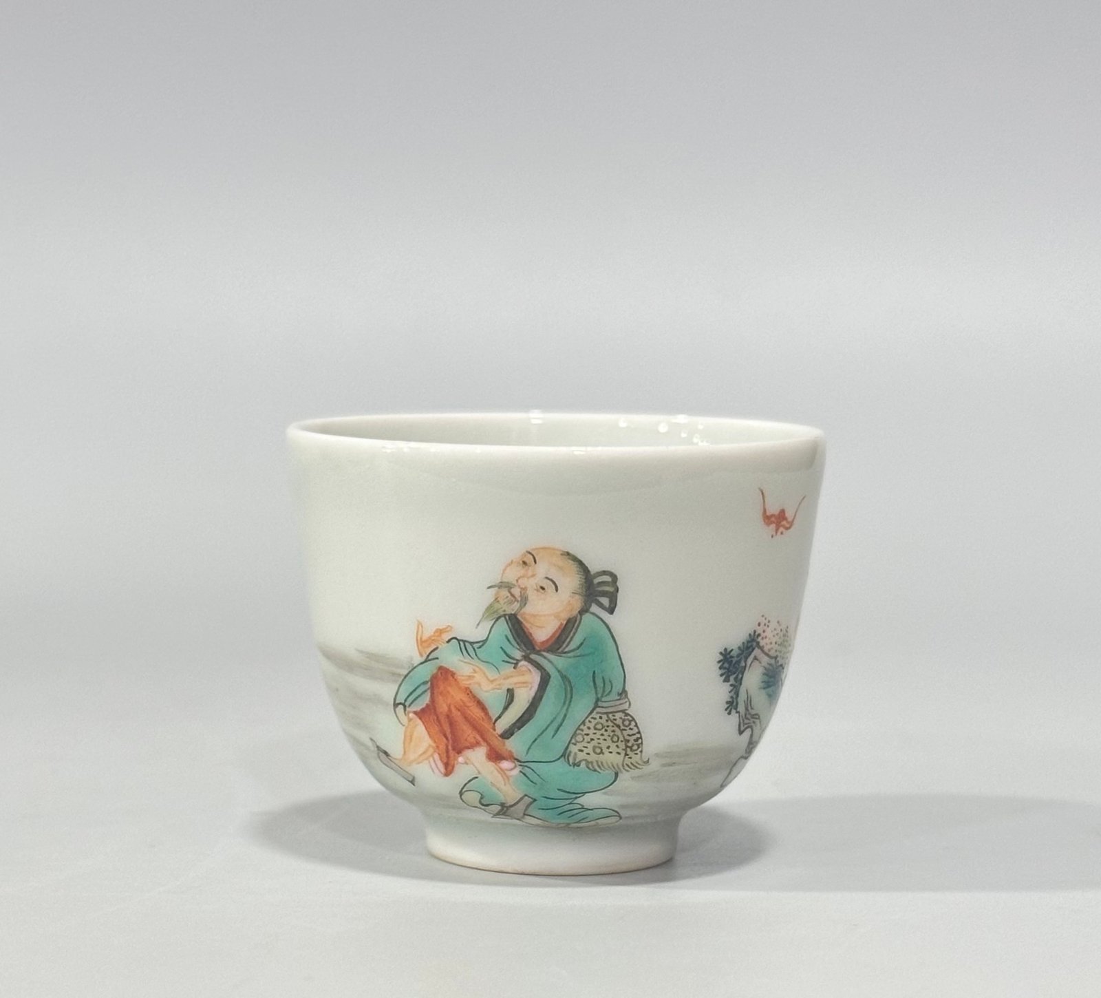Qing Dynasty Emperor Kangxi Colorful Character Story Cup
