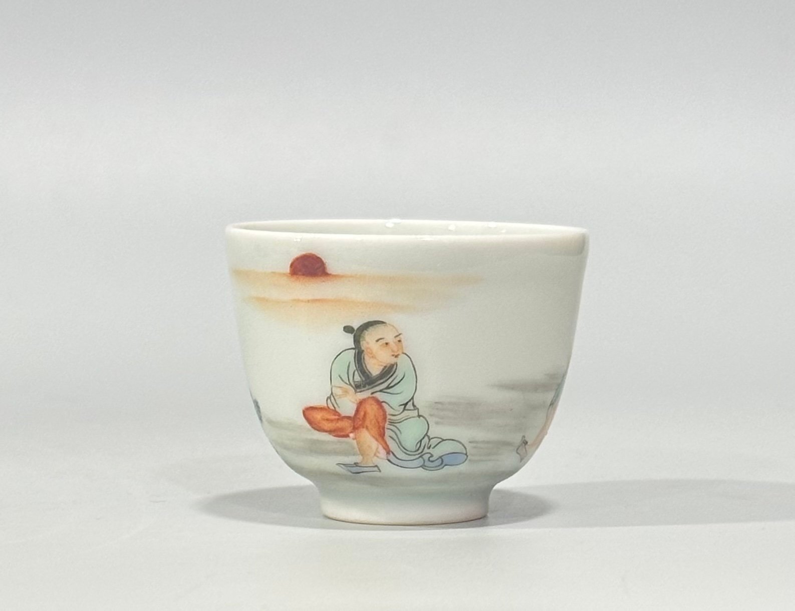 Qing Dynasty Emperor Kangxi Colorful Character Story Cup