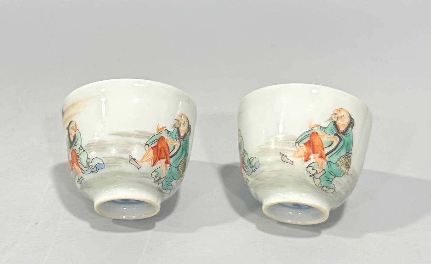 Qing Dynasty Emperor Kangxi Colorful Character Story Cup