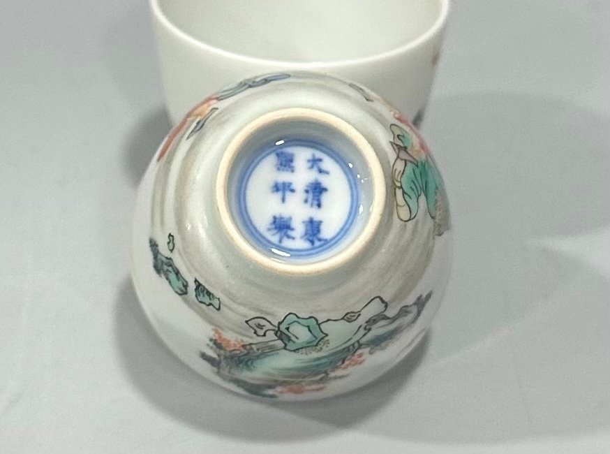 Qing Dynasty Emperor Kangxi Colorful Character Story Cup