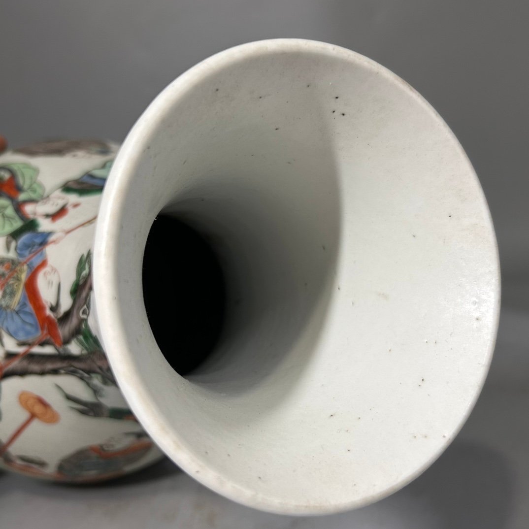 Qing Dynasty Kangxi colorful character vase