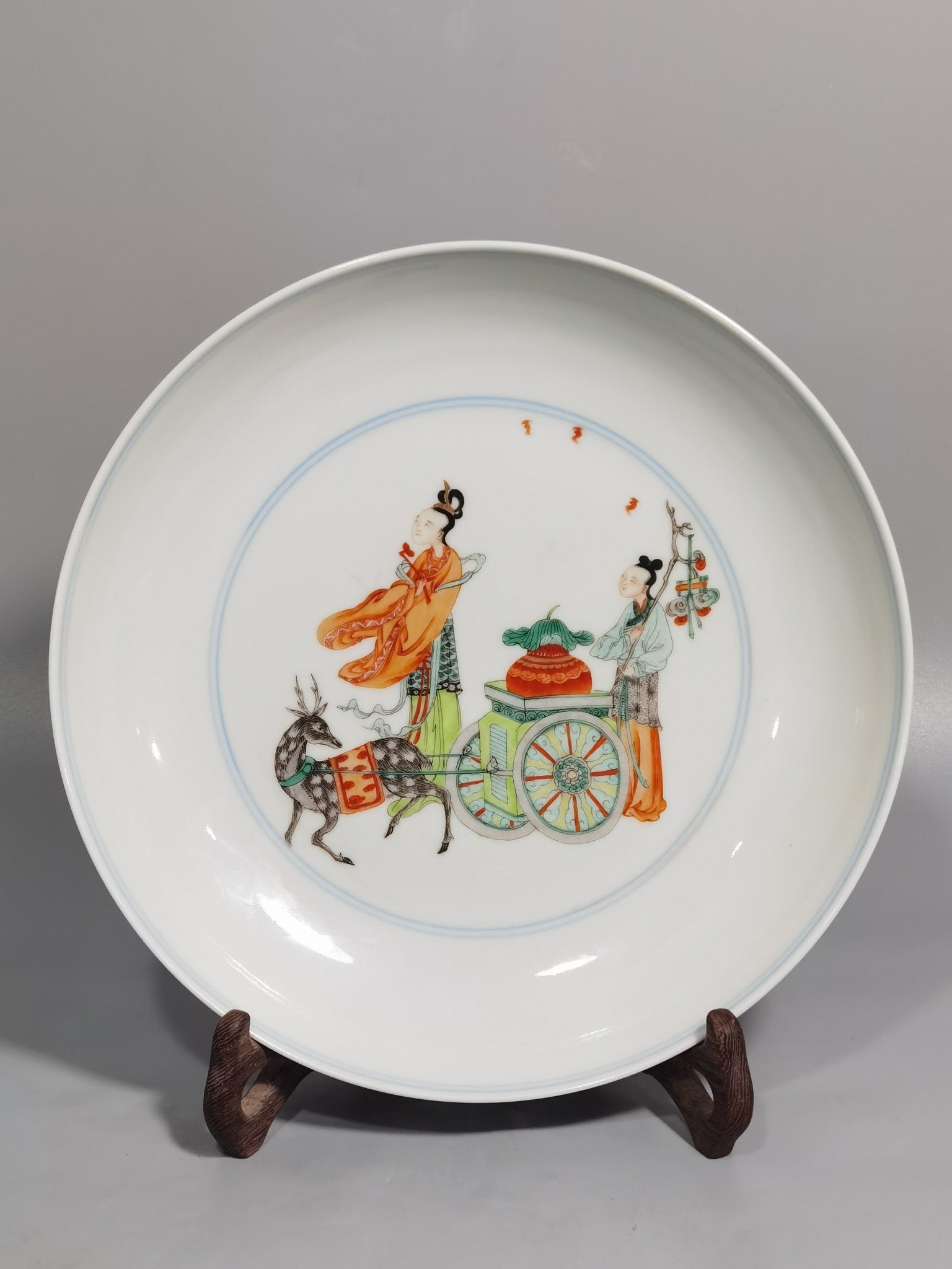 Qing Dynasty Kangxi period colorful Magu birthday plate