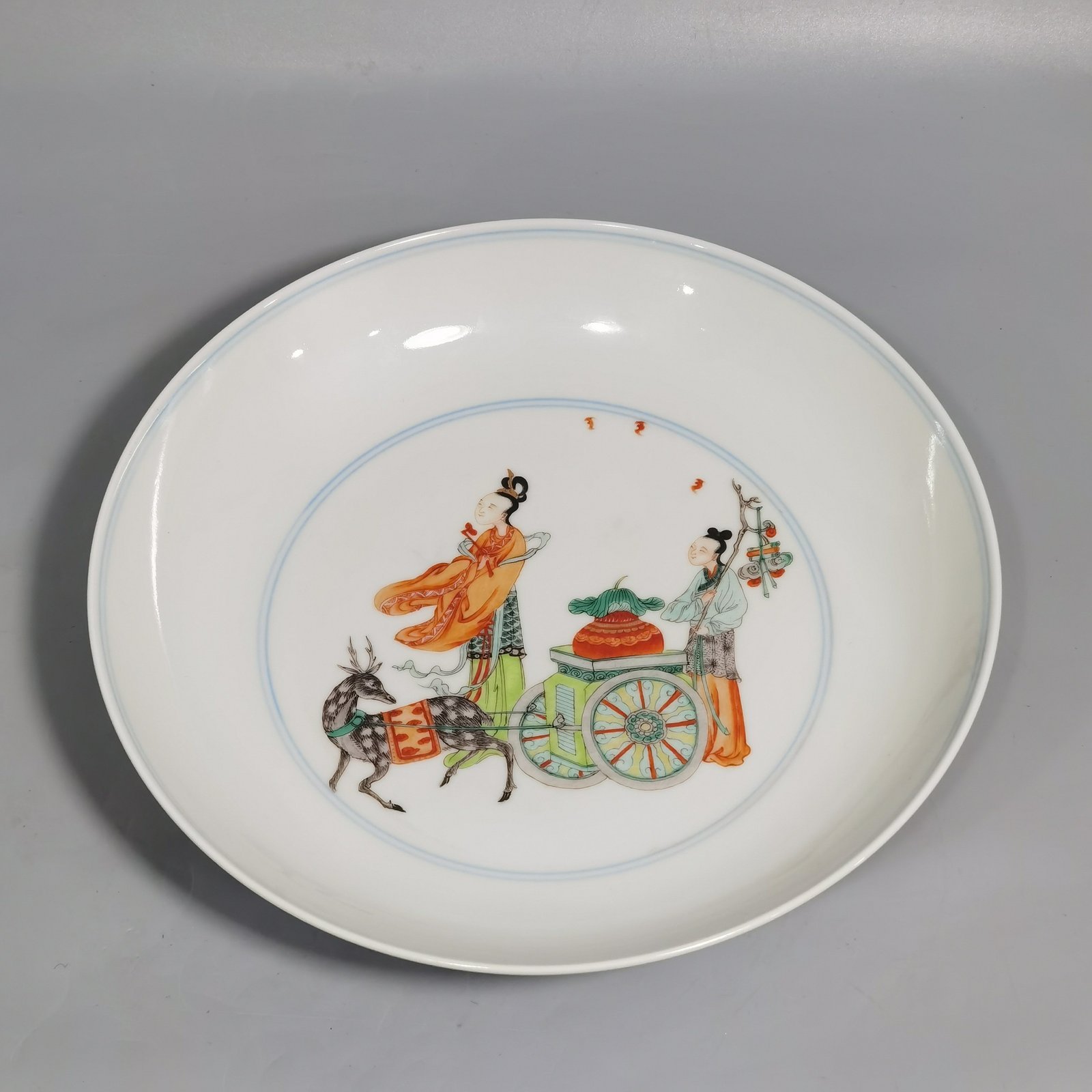 Qing Dynasty Kangxi period colorful Magu birthday plate