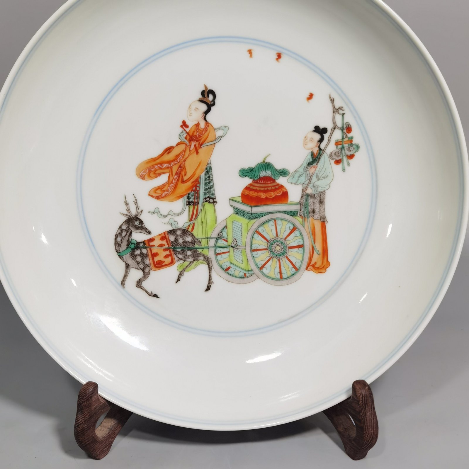 Qing Dynasty Kangxi period colorful Magu birthday plate