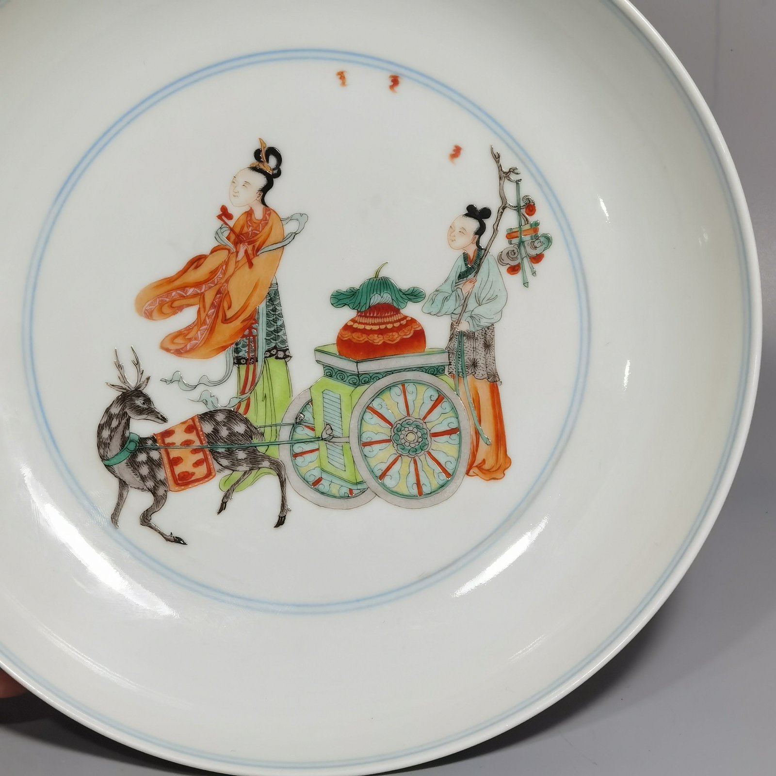 Qing Dynasty Kangxi period colorful Magu birthday plate