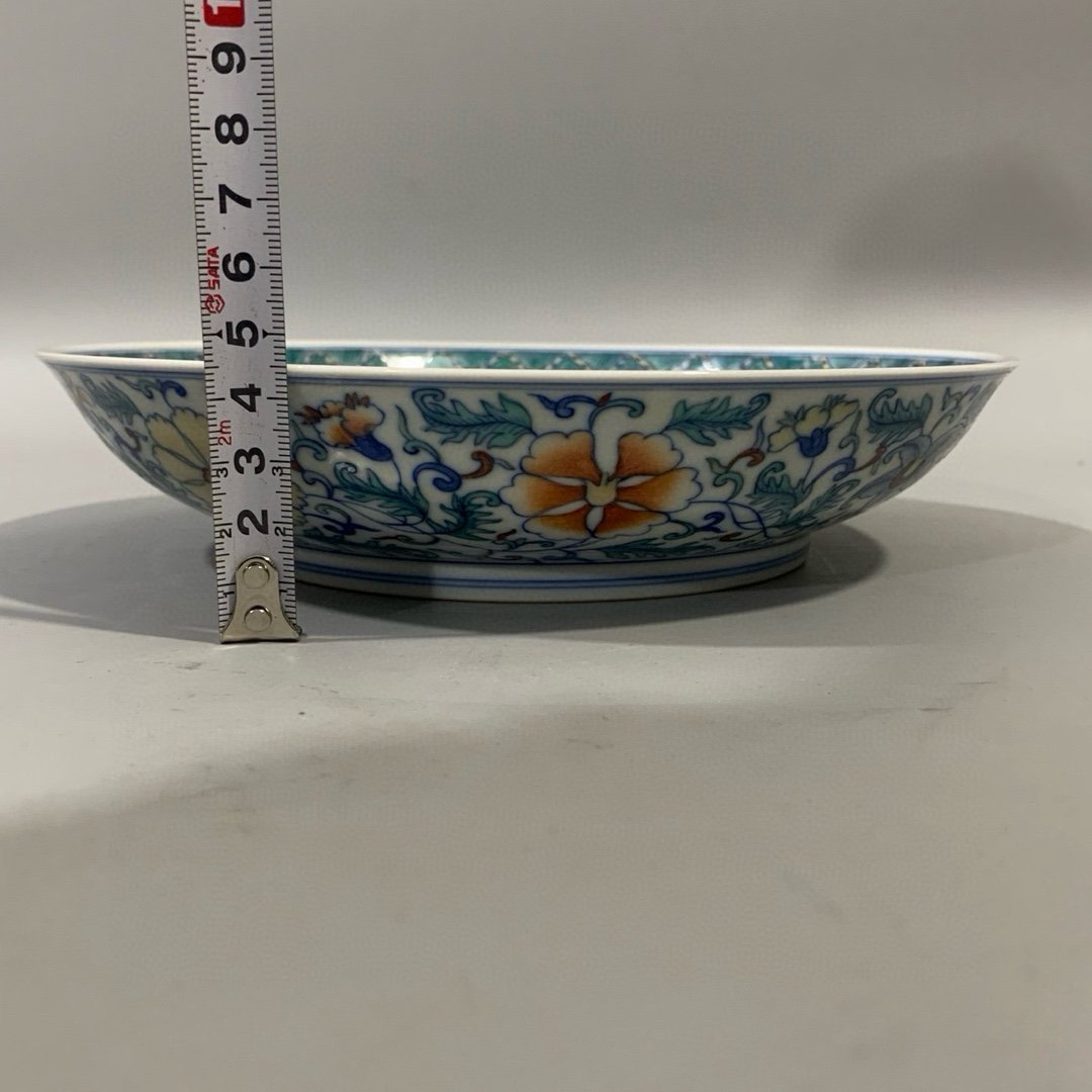 Qing Dynasty Daoguang blue and white lotus plate with intertwining branches
