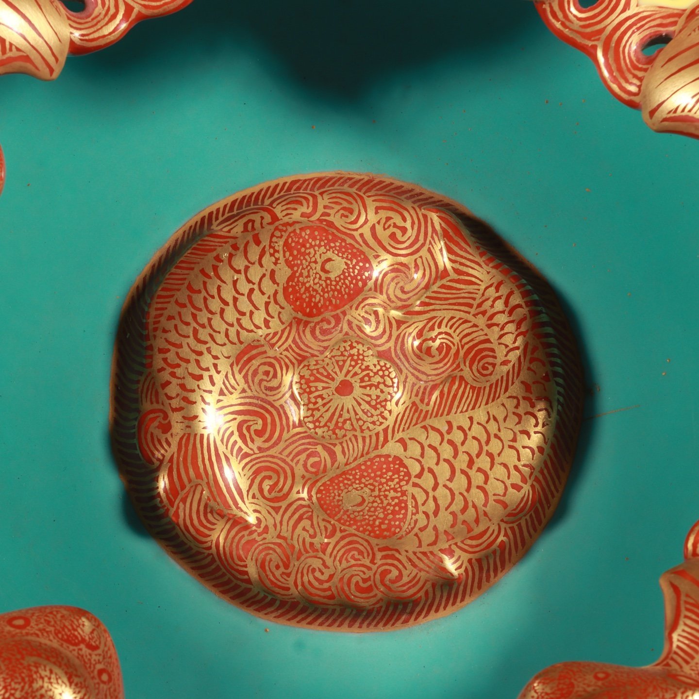 Qing Dynasty Qianlong enamel with yellow ground and lotus branches gold and five blessings washed