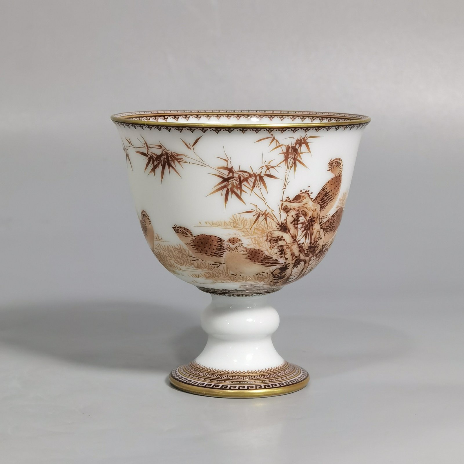 Qing Dynasty Yongzheng A pair of ink-colored (bamboo peace-telling) goblets