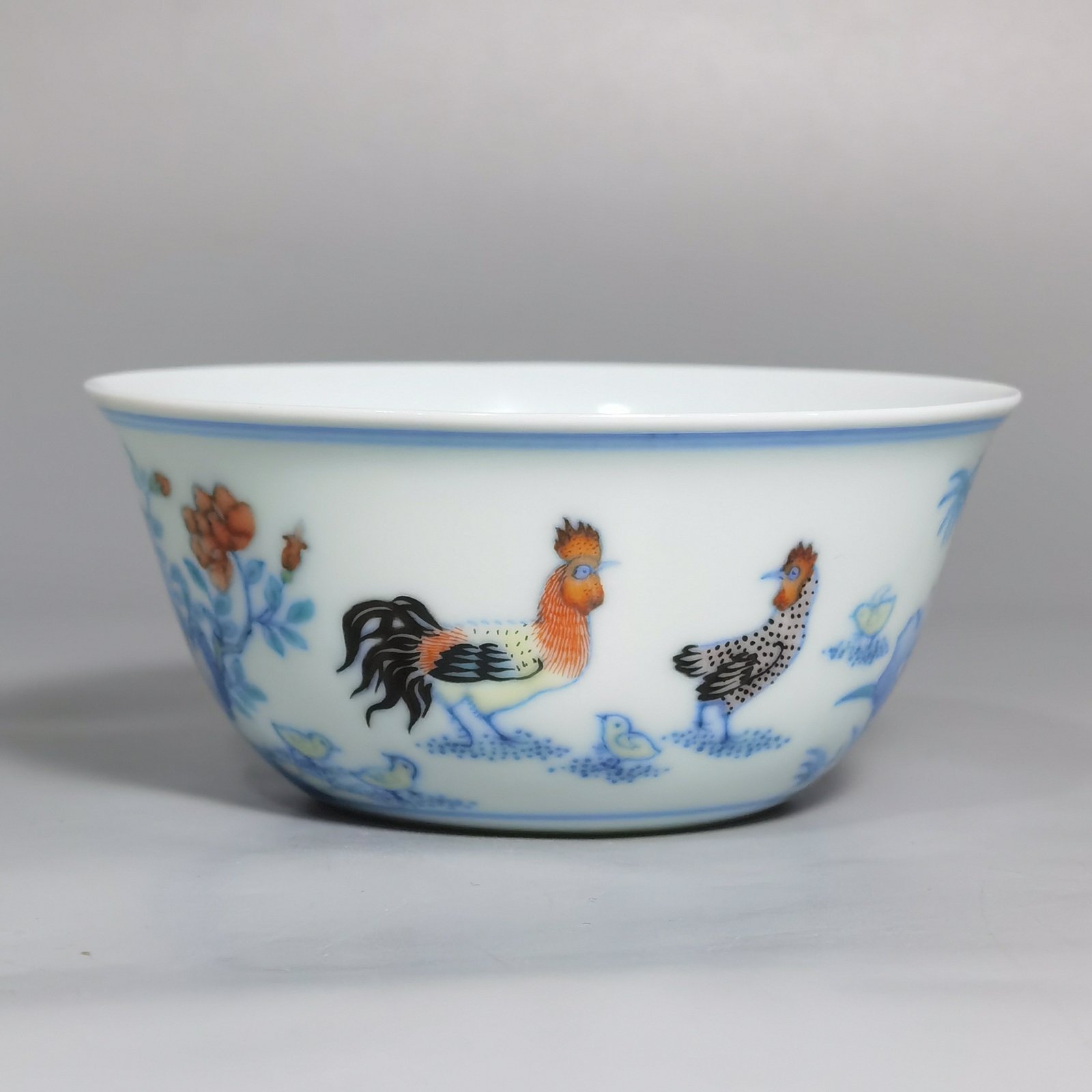 Qing Dynasty Yongzheng a pair of colorful chicken jar cups