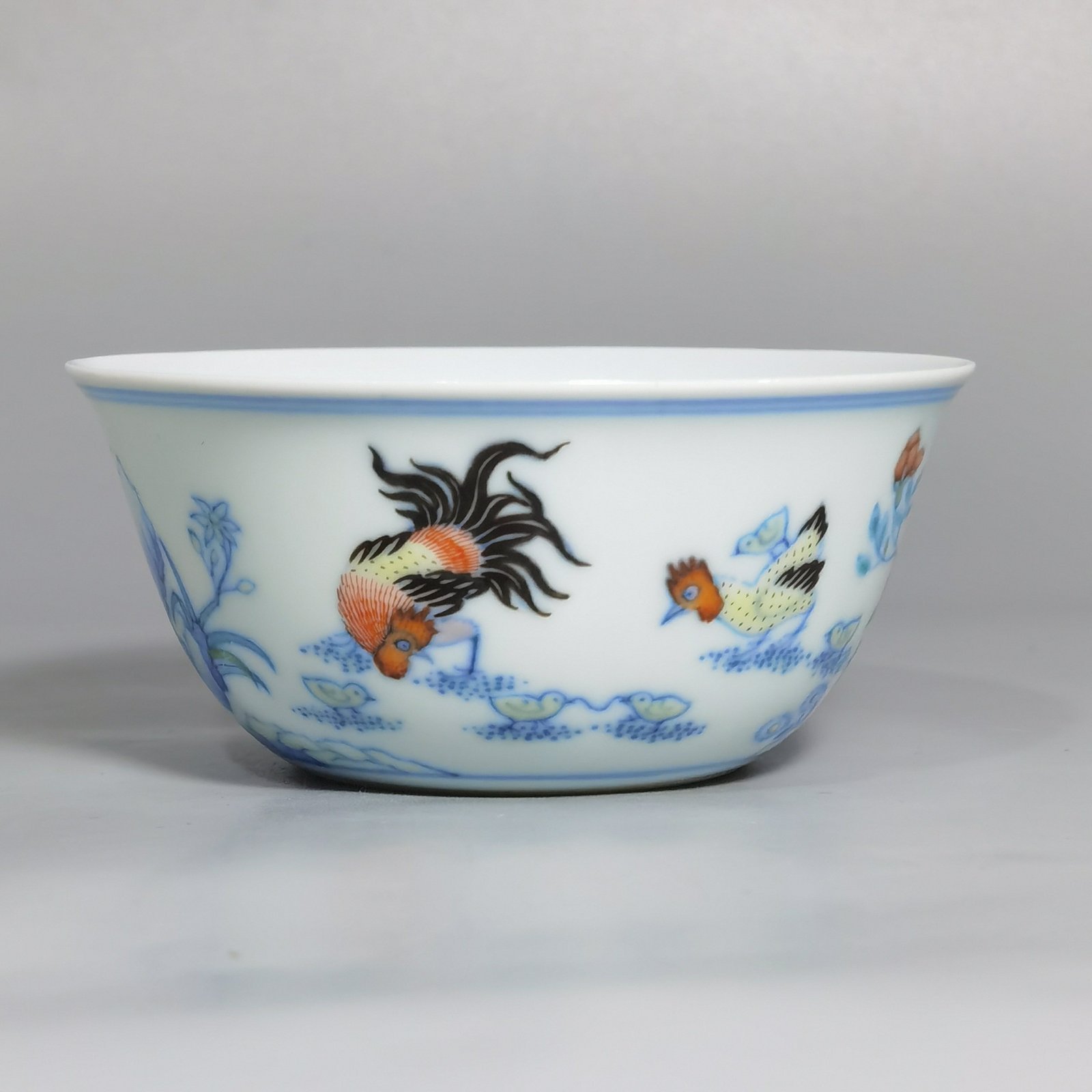 Qing Dynasty Yongzheng a pair of colorful chicken jar cups