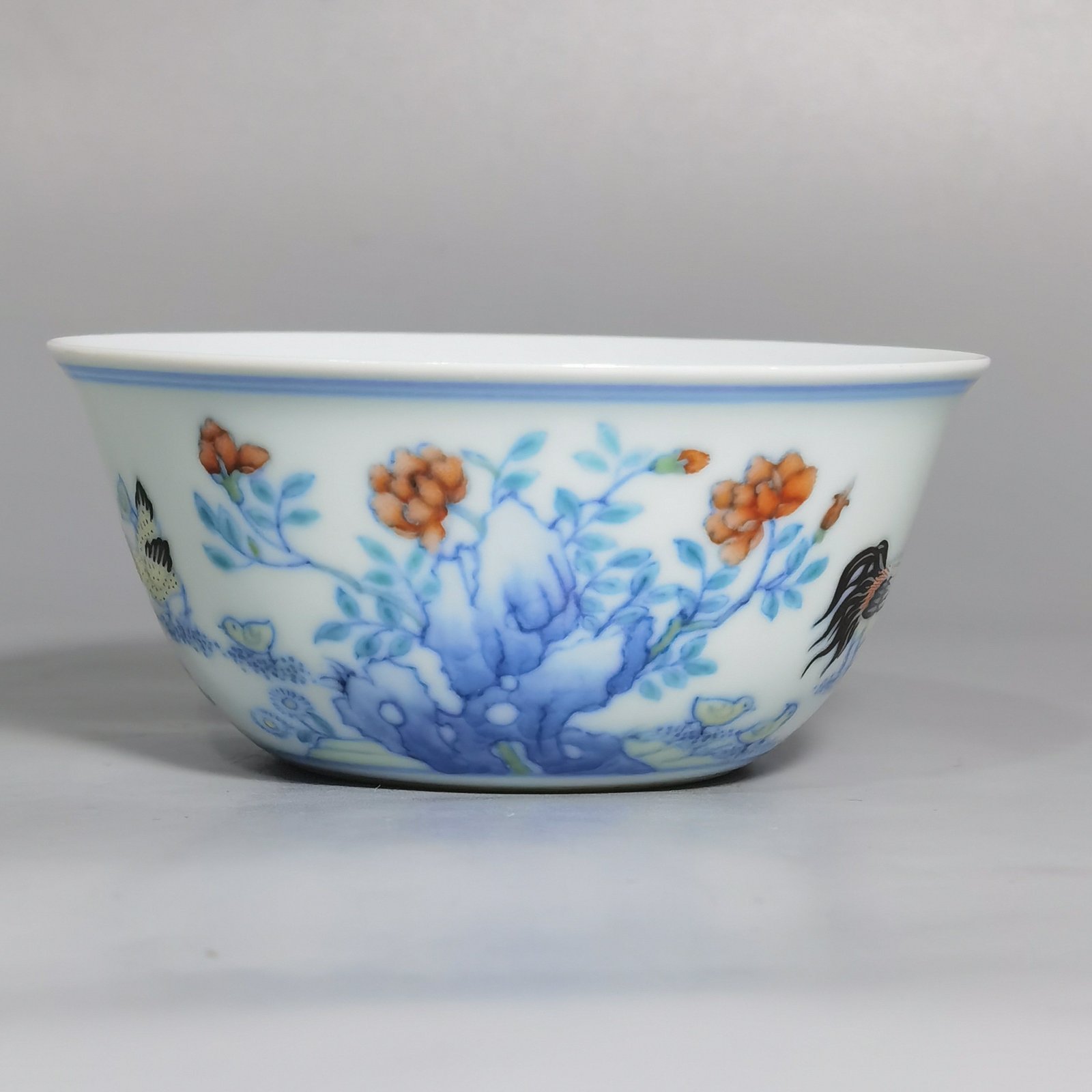 Qing Dynasty Yongzheng a pair of colorful chicken jar cups