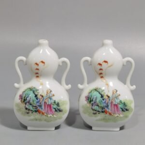 Qing Dynasty Yongzheng Chenghuai Garden pastel color character story illustration amphora