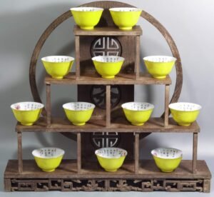 Qing Dynasty Yongzheng a set of enamel twelve flower gods with lemon yellow glaze flower gods cups