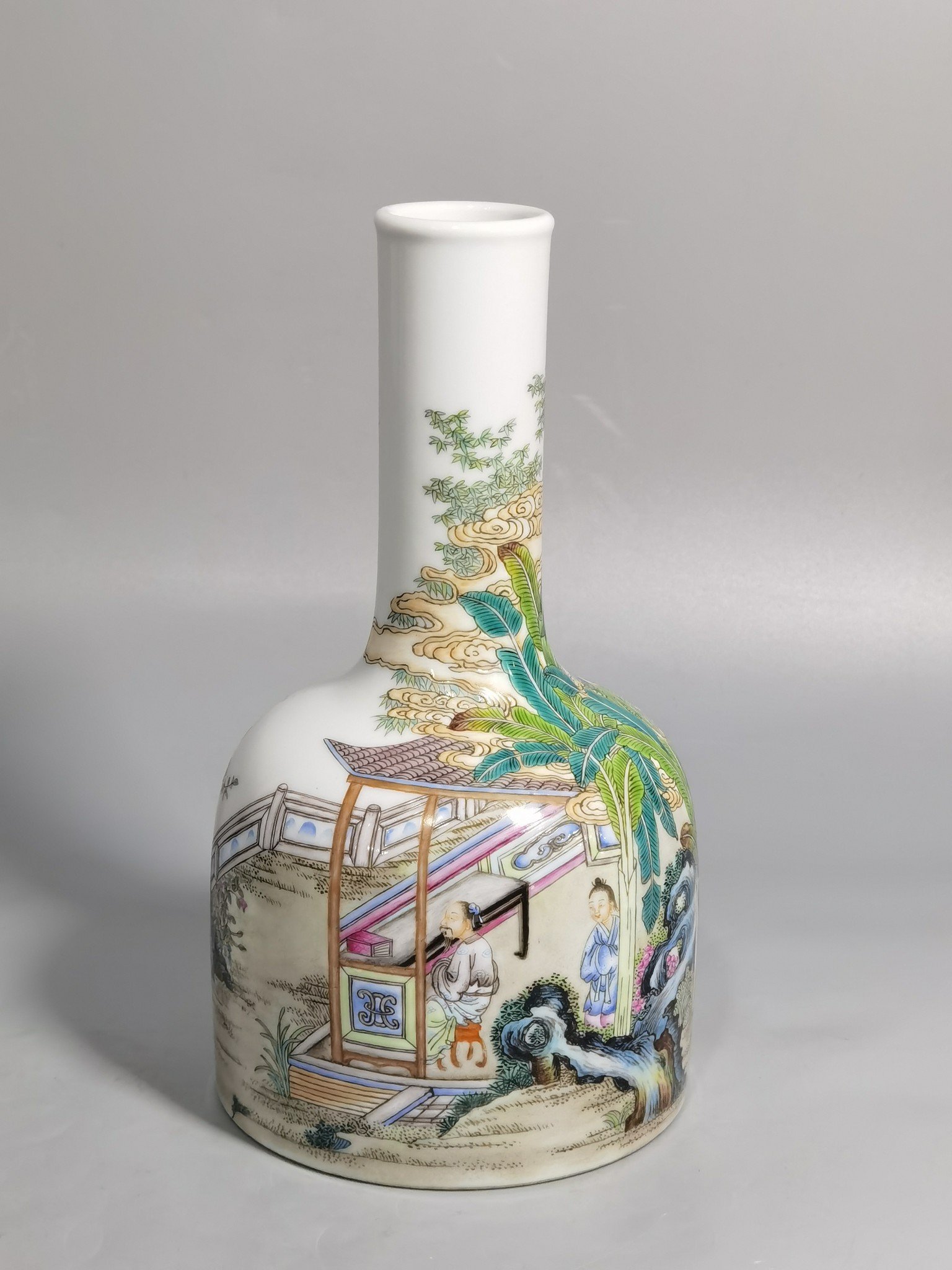 Qing Dynasty Yongzheng Enamel Poetic Bell Statue of Traveling Immortals in the Mountains