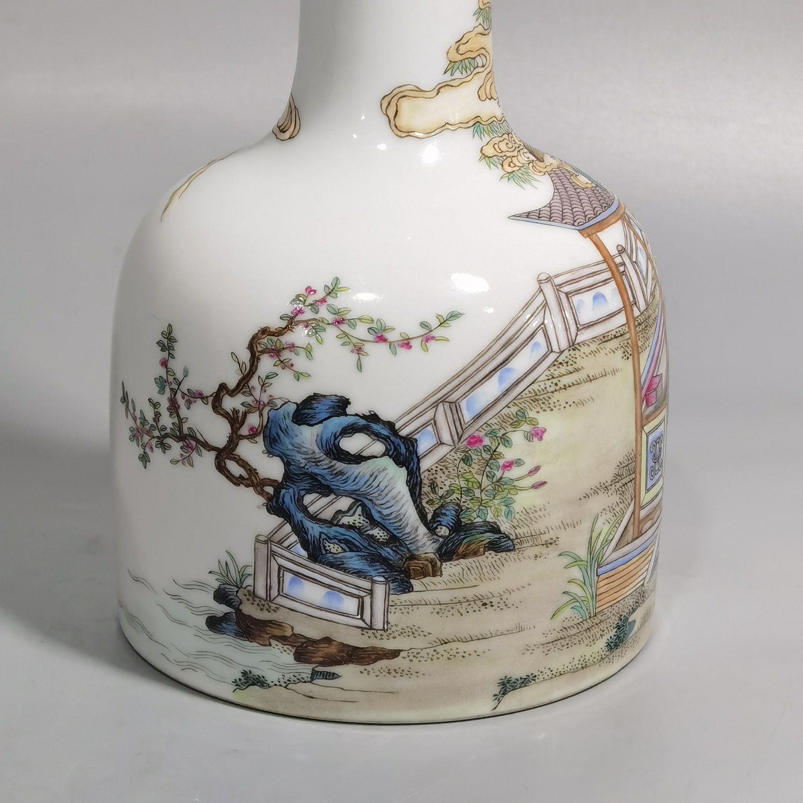 Qing Dynasty Yongzheng Enamel Poetic Bell Statue of Traveling Immortals in the Mountains