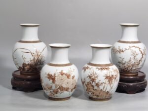 Qing Dynasty Yongzheng A set of enamel plum orchid bamboo and chrysanthemum vases