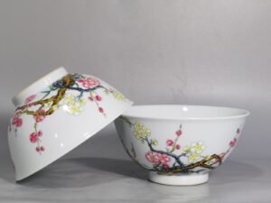 Qing Dynasty Yongzheng Enamel Bamboo and Plum Double Clear Bowl